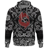 Viking Hoodie Dark Red With Odins Ravens with Bandana Paisley Style RLT12 - Wonder Print Shop