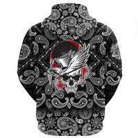 Viking Hoodie Dead Skull With Crow with Bandana Paisley Style RLT12 - Wonder Print Shop