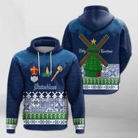 Christmas Sinterklass With Windmill Hoodie Netherlands Delft Pattern - Wonder Print Shop