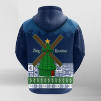 Christmas Sinterklass With Windmill Hoodie Netherlands Delft Pattern - Wonder Print Shop