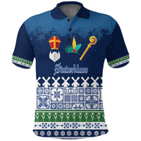 Christmas Sinterklass With Windmill Polo Shirt Netherlands Delft Pattern - Wonder Print Shop