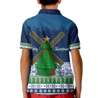 Christmas Sinterklass With Windmill Polo Shirt for Kid Netherlands Delft Pattern - Wonder Print Shop