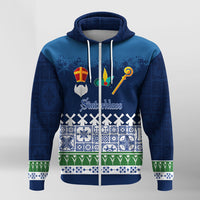 Christmas Sinterklass With Windmill Zip Hoodie Netherlands Delft Pattern - Wonder Print Shop