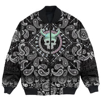Viking Bomber Jacket Demoniac Skull Viking with Bandana Paisley Style RLT12 - Wonder Print Shop