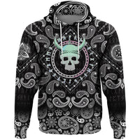 Viking Hoodie Demoniac Skull Viking with Bandana Paisley Style RLT12 - Wonder Print Shop