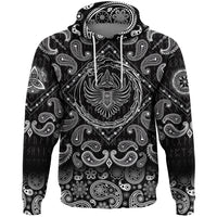 Viking Hoodie Dragon and Raven with Bandana Paisley Style RLT12 - Wonder Print Shop