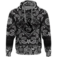 Viking Hoodie Dragon Symbol Tattoo with Bandana Paisley Style RLT12 - Wonder Print Shop