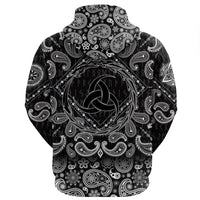 Viking Hoodie Dragon Triple Horn with Bandana Paisley Style RLT12 - Wonder Print Shop