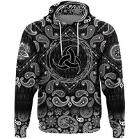 Viking Hoodie Dragon Triple Horn with Bandana Paisley Style RLT12 - Wonder Print Shop