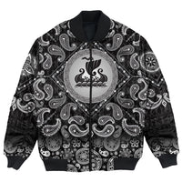 Viking Bomber Jacket Drakkar Black with Bandana Paisley Style RLT12 - Wonder Print Shop