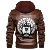 Viking Drakkar On Fire and Norse Runes Leather Jacket RLT12 - Wonder Print Shop