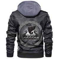 Viking Drakkar Black Leather Jacket RLT12 - Wonder Print Shop