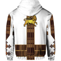 Ethiopia Hoodie Ethiopian Lion Of Judah Simple Tibeb Style White LT8 - Wonder Print Shop