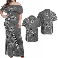 Personalised Hawaii Matching Hawaiian Shirt And Dress PolynesiaGray Hibiscus and Map Mystical LT13 - Wonder Print Shop