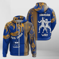 Faa Samoa The Samoan Way Siva Tau Blue Zip Up Hoodie - Wonder Print Shop