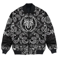 Viking Bomber Jacket Fenrir Wolf and Old Runes with Bandana Paisley Style RLT12 - Wonder Print Shop