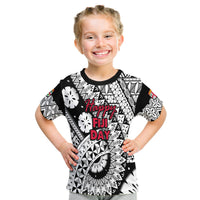 Kids black/white graphic T-shirt with 'Happy Fiji Day' front print