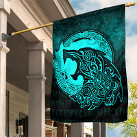 Viking Flag Fenrir Viking 3D Tattoo Cyan Version Flag RLT12 - Wonder Print Shop
