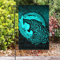 Viking Flag Fenrir Viking 3D Tattoo Cyan Version Flag RLT12 - Wonder Print Shop