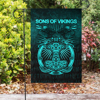Viking Flag Vikings Ravens Mjolnir Cyan Version Flag RLT12 - Wonder Print Shop