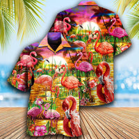 Flamingo Romantic Sunset With Flamingo Hawaiian Shirt - Wonder Print Shop