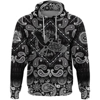 Viking Hoodie Flying Black Raven In Circle Of Scandinavian Runic Symbols with Bandana Paisley Style RLT12 - Wonder Print Shop