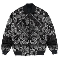 Viking Bomber Jacket Flying Black Raven In Circle Of Scandinavian Runic Symbols with Bandana Paisley Style RLT12 - Wonder Print Shop