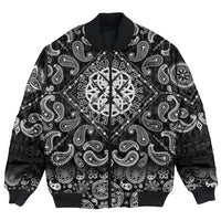 Viking Bomber Jacket Four Crossed The Sword In Circle Of Norse Runes with Bandana Paisley Style RLT12 - Wonder Print Shop