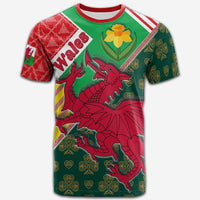 Celtic Wales T Shirt Cymru Dragon and Daffodils - Wonder Print Shop