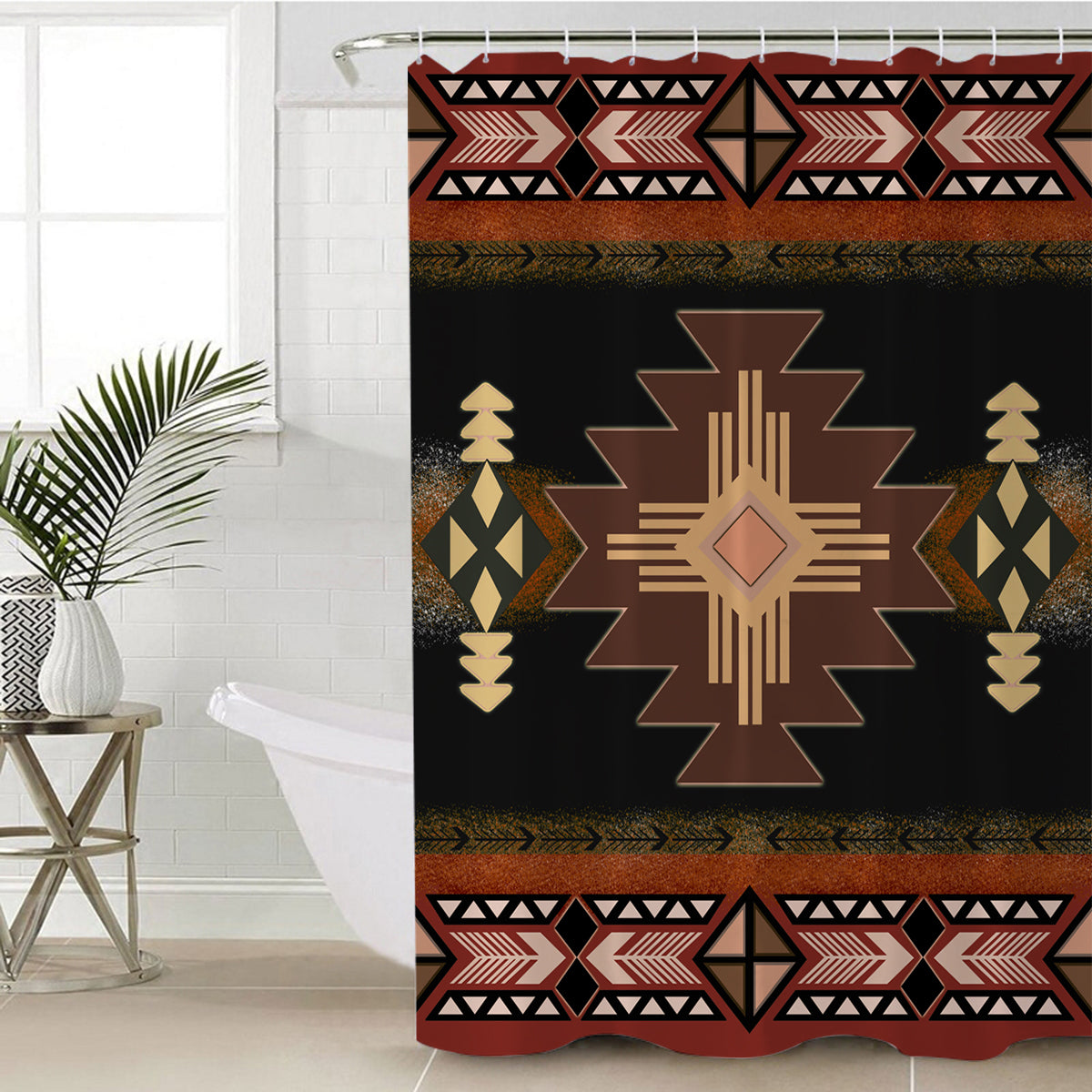brown-geometric-native-american-shower-curtain