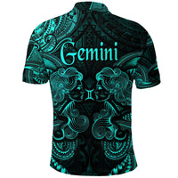 Gemini Zodiac Polynesian Polo Shirt Unique Style Turquoise LT8 - Wonder Print Shop