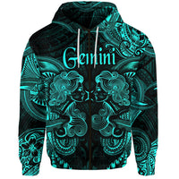 Gemini Zodiac Polynesian Zip Hoodie Unique Style Turquoise LT8 - Wonder Print Shop
