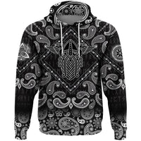 Viking Hoodie God Odin Two Ravens with Bandana Paisley Style RLT12 - Wonder Print Shop