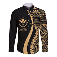 Hawaii Long Sleeves Button Shirts - Gold Polynesian Tentacle Tribal Pattern - Wonder Print Shop