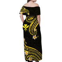 hawaii-women-off-shoulder-long-dress-gold-polynesian-line-style