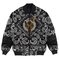 Viking Bomber Jacket Golden Reven Cross with Bandana Paisley Style RLT12 - Wonder Print Shop