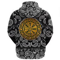 Viking Hoodie Golden Vegvisir with Bandana Paisley Style RLT12 - Wonder Print Shop