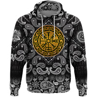 Viking Hoodie Golden Vegvisir with Bandana Paisley Style RLT12 - Wonder Print Shop
