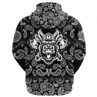 Viking Hoodie GorillHead With Helmet and Axe with Bandana Paisley Style RLT12 - Wonder Print Shop