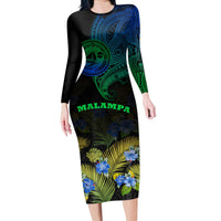 vanuatu-malampa-province-long-sleeve-dress-hibiscus-tribal-polynesian-tattoo-ver-gradient