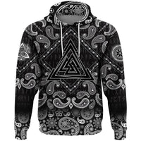 Viking Hoodie Graphic Linear Triangle Valknut with Bandana Paisley Style RLT12 - Wonder Print Shop