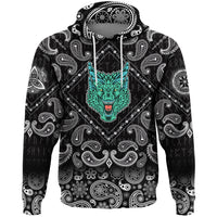 Viking Hoodie Great Dragon Head With Horns with Bandana Paisley Style RLT12 - Wonder Print Shop