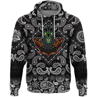 Viking Hoodie Green Demon With Horn Metal Helmet with Bandana Paisley Style RLT12 - Wonder Print Shop