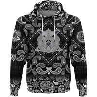 Viking Hoodie Grizzly Bear Head With Ancient Pagan Valknut with Bandana Paisley Style RLT12 - Wonder Print Shop