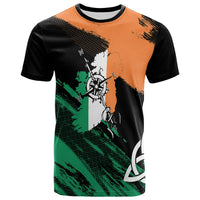 Ireland Map with Compass Grunge Style T Shirt Mix Celtic Knot - Wonder Print Shop