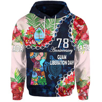 Guam Liberation Day Hoodie Latte Stone Hibiscus Painting - Wonder Print Shop