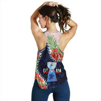 Guam Liberation Day Women Racerback Tank Latte Stone Hibiscus Painting - Wonder Print Shop