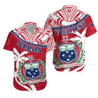Personalised Samoa Matching Hawaiian Shirt And Dress Samoan Coat Of Arms With Coconut Red Style - Wonder Print Shop