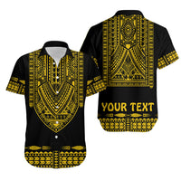 Personalised Polynesian Matching Hawaiian Shirt And Dress Dashiki With Polynesian Tattoo Royal Golden Version - Wonder Print Shop