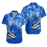 Personalised Hawaii Matching Hawaiian Shirt And Dress Polynesia Blue Sea Turtle Honu and Hammerhead Shark LT13 - Wonder Print Shop